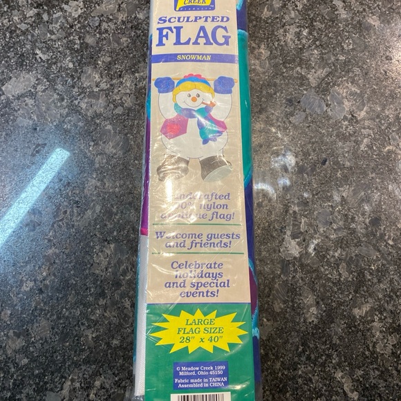 Vtg Meadow Creak Sculpted Flag Christmas Holiday Snowman Large Size 28 x 40" NEW - Picture 2 of 6
